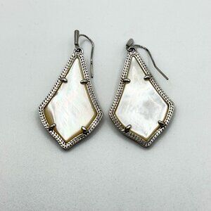 Kendra Scott Silver Tone & White Mother Of Pearl Alex Dangle Earrings